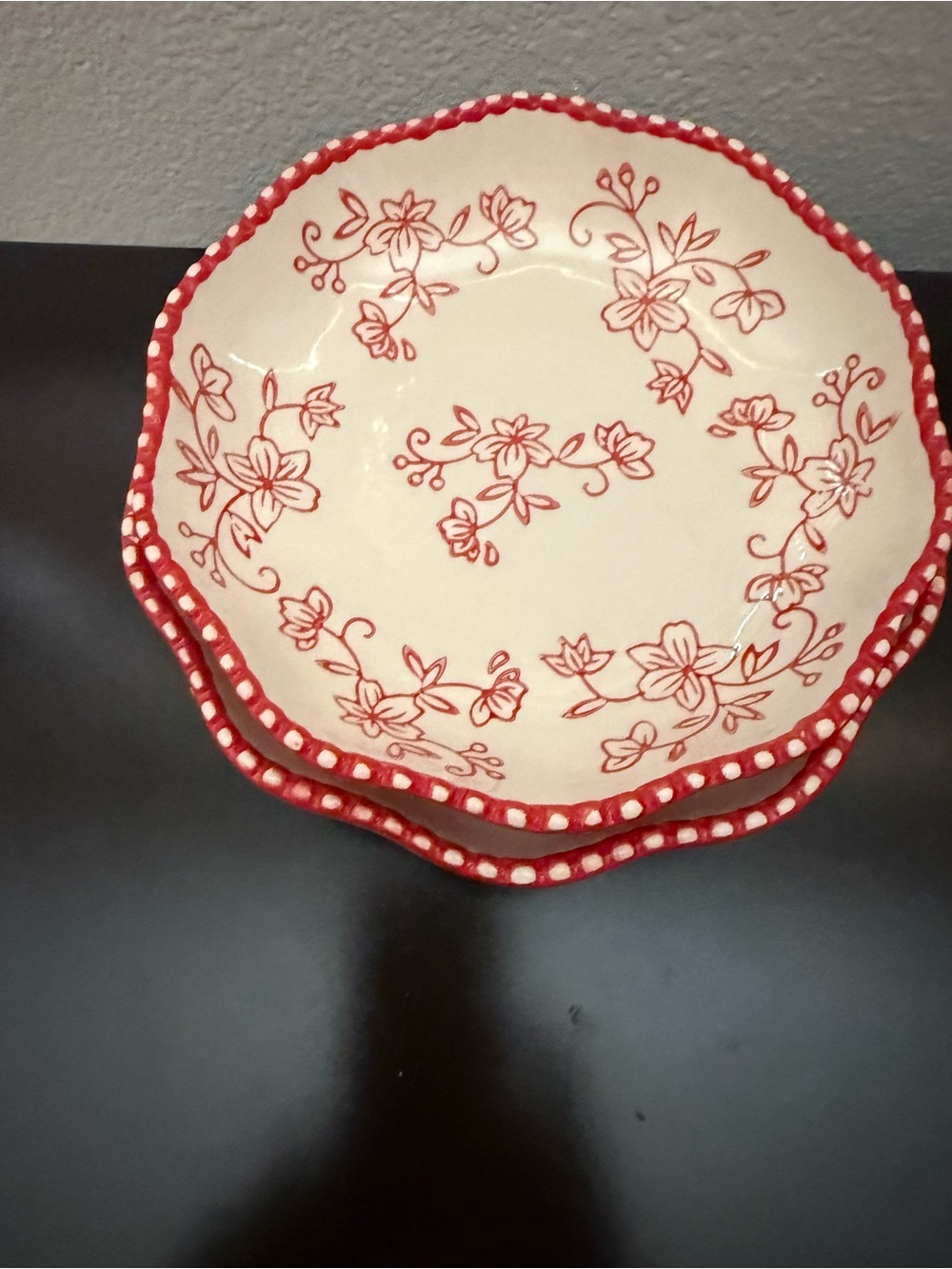 Temp-tations Red Floral Ceramic Serving Bowls. 2 pieces NWT